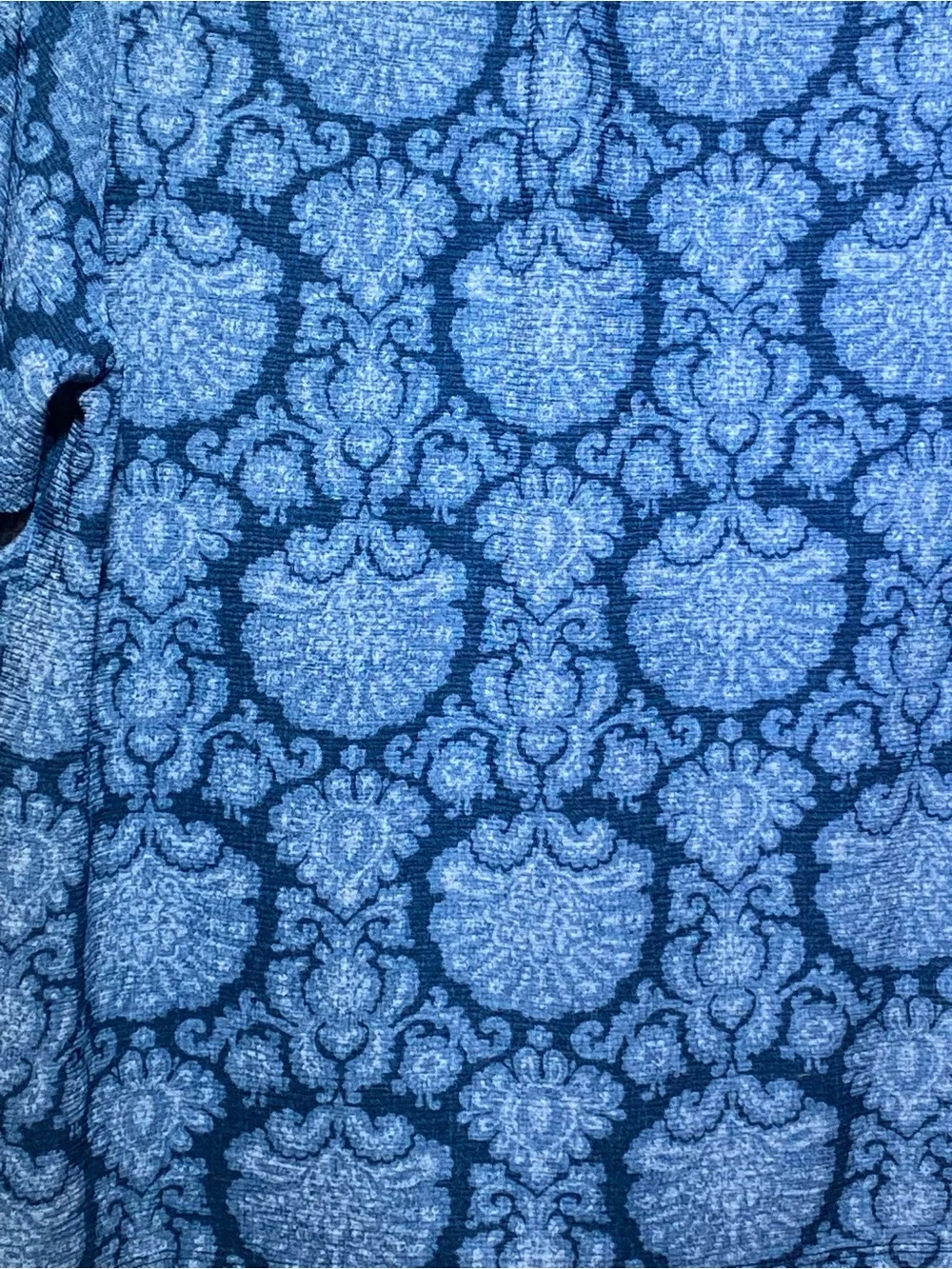 Michael Kors Navy and Light Blue Paisley Tie-Front Short Sleeve Top